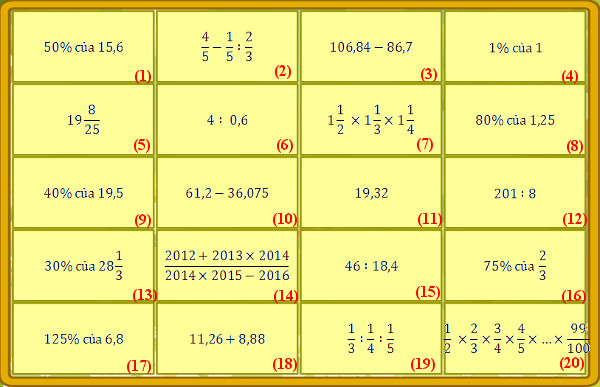 Luyện thi violympic toán lớp 5 vòng 18