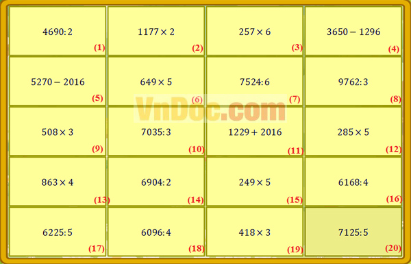 Đề thi violympic toán tiếng anh lớp 3 vòng 10